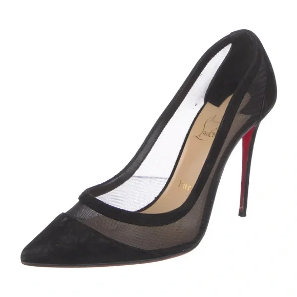 Christian Louboutin Black Mesh and Suede So Kate Pointed-Toe Pump - Picture 7 of 8